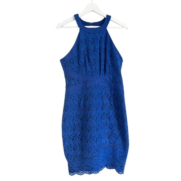 NWT Adelyn Rae Deven Lace Sleeveless Midi Dress Cobalt Blue Size Large - Picture 3 of 12